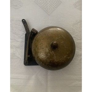 Antique  1800's Brass Door Bell Victorian 4" Pull Bell WORKS